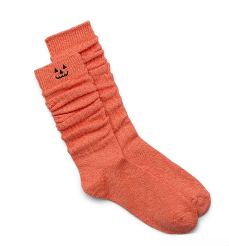 Pumpkin Halloween Slouch Socks (Size 4-10) In Stock Now