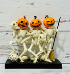 Happy Pumpkin Trio Skeleton Figurine