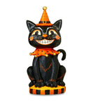 Black & Orange Resin Cat 10 inches *hand painted