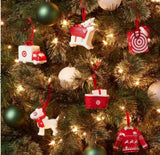 6pc Ceramic Target Christmas Tree Ornament Set Red/White - Wondershop™