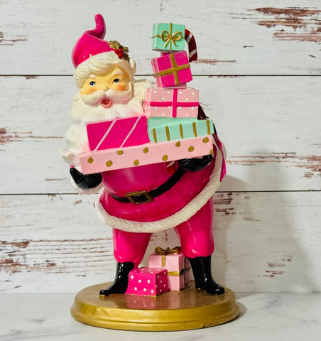 Pastel Pink Santa Holding Presents