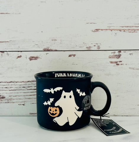 PurraNormal Spooky Cat Ghost Matte Black Mug