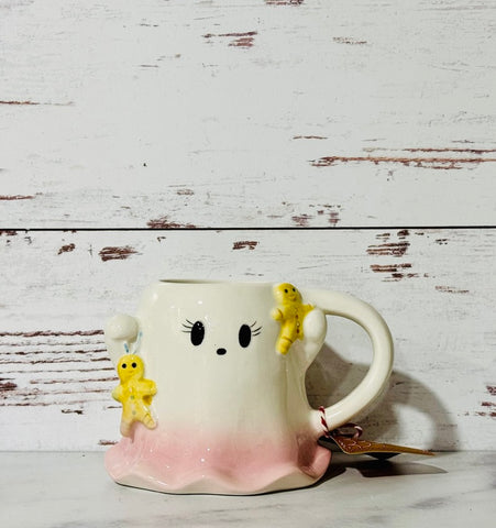 Pink Gingerbread Ghost Mug