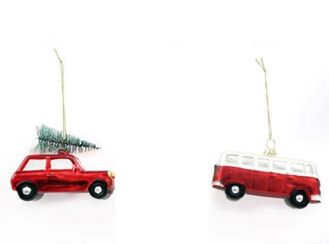 Set of 2 Christmas Vehicle Baubles In Stock Now