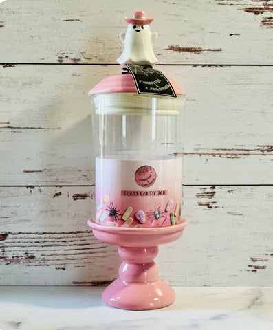 Pink Pastel Candy Cowboy Glass Candy Jar