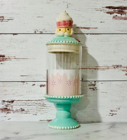 Pastel Colours Nurcracker Glass Candy Jar