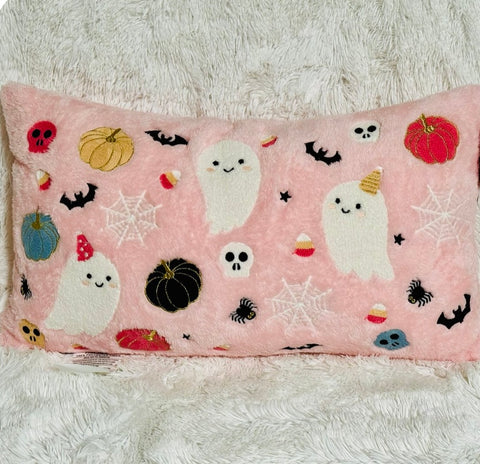 Halloween Ghost & Friends Pink Pillow