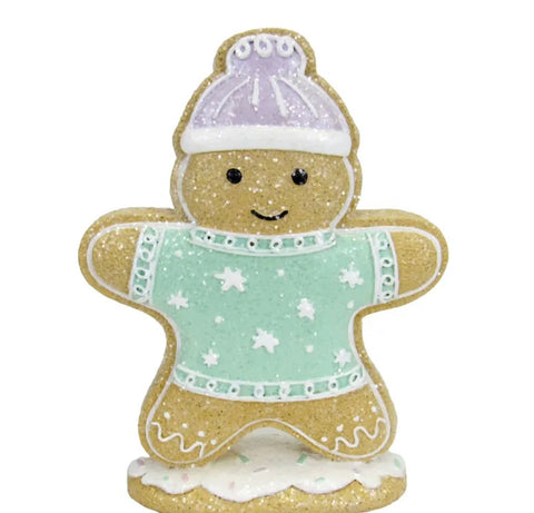 5 in Resin Gingerbread Man Wearing Sweater Mrs Claus