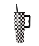 Black & White Checkmate 40oz Simple Modern Tumbler