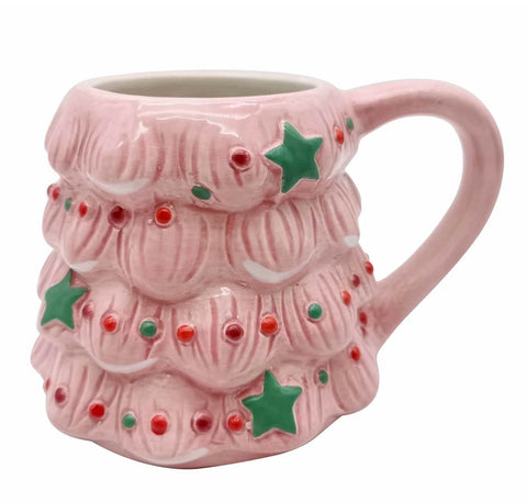 Pink Tree Shaped Ceramic Mug, 19oz