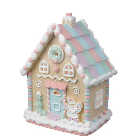 LED Pastel Gingerbread House, 9.8"