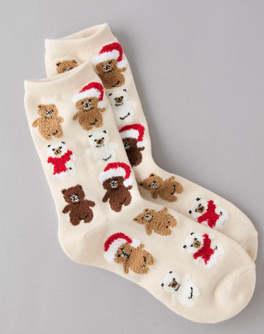 American Eagle Plush Christmas Teddy Socks In Stock Now